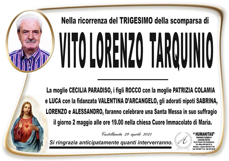 Trigesimo di Vito Lorenzo Tarquinio
