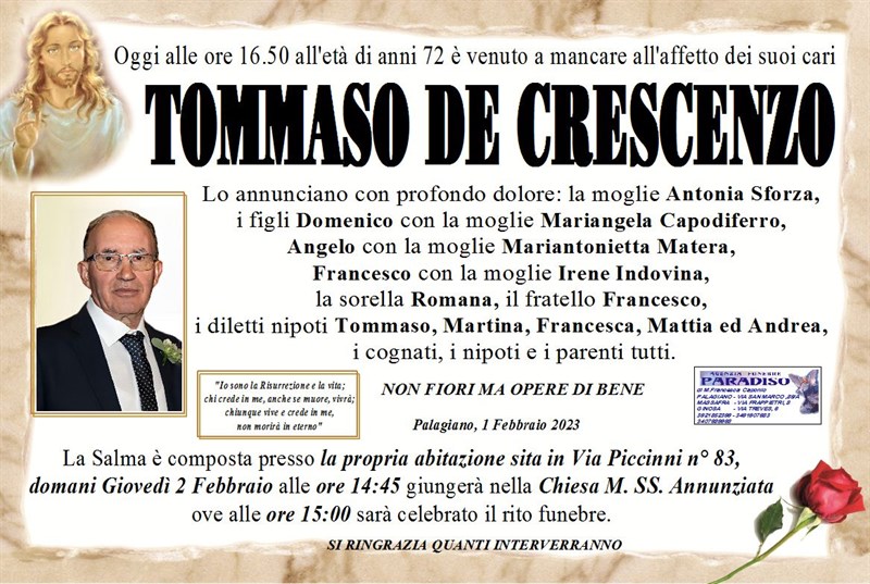 Anniversario di TOMMASO DE CRESCENZO