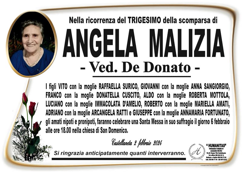 Trigesimo di Angela  Malizia