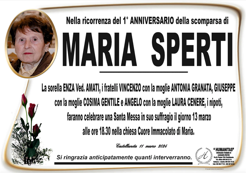 Anniversario di Maria Sperti