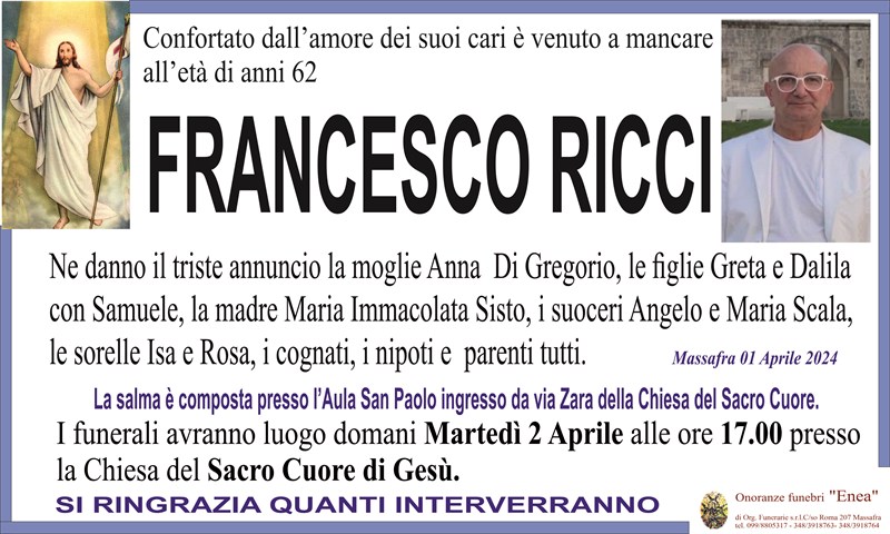 Trigesimo di FRANCESCO RICCI