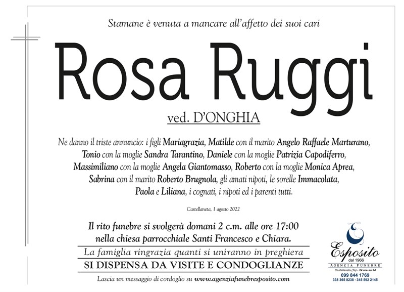 Trigesimo di Rosa Ruggi