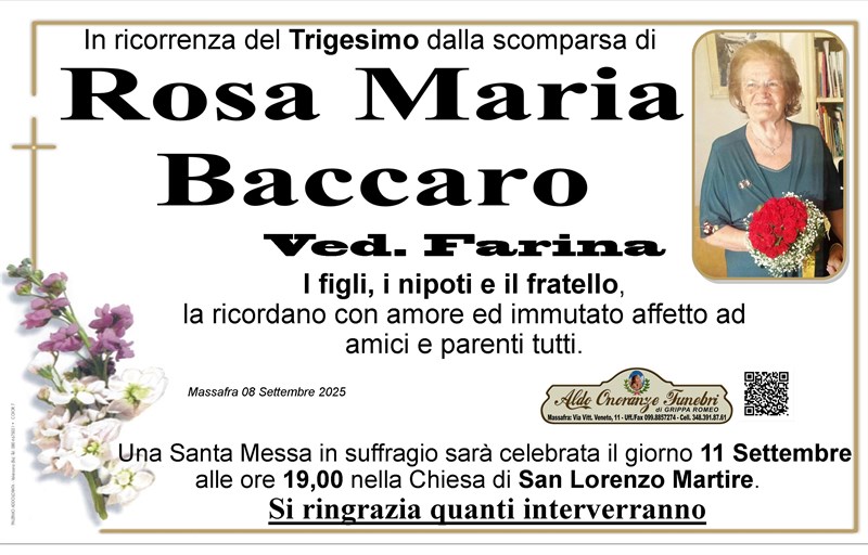 Trigesimo di Rosa Maria Baccaro