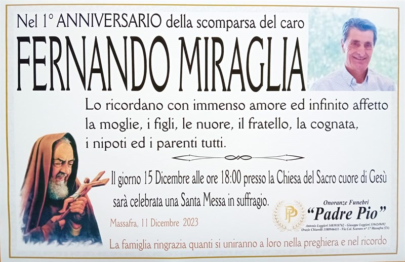 Anniversario di Fernando Miraglia