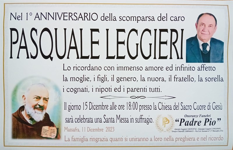 Anniversario di Pasquale Leggieri