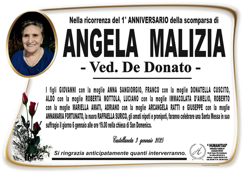 Anniversario di Angela  Malizia