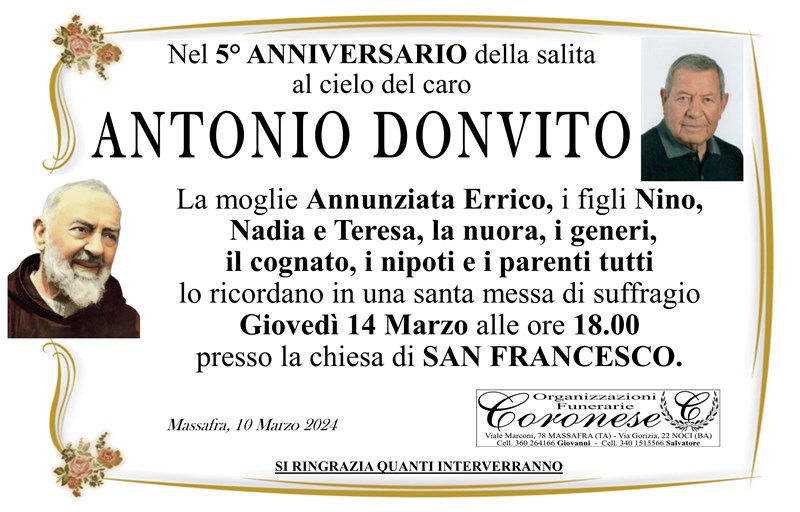 Anniversario di Antonio Donvito