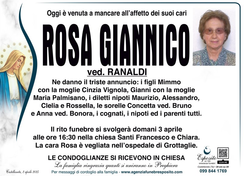 Trigesimo di Rosa Giannico