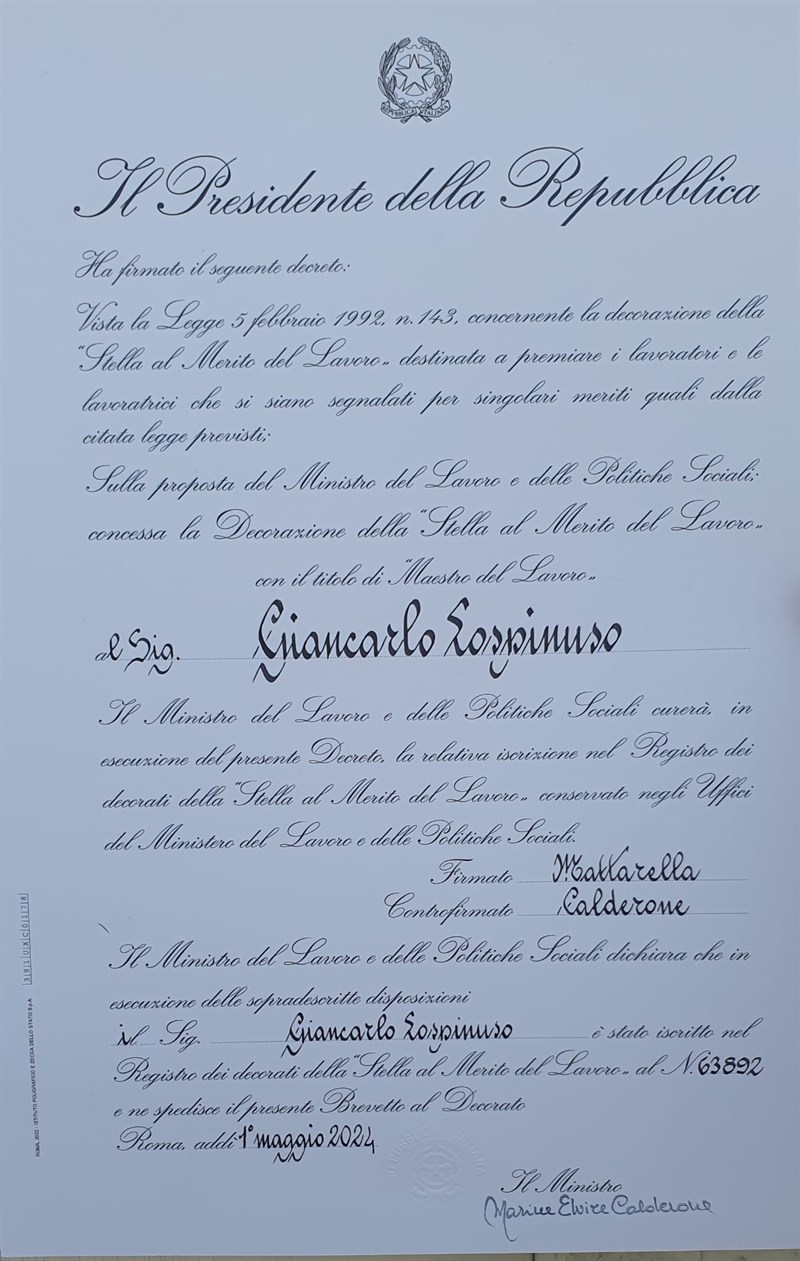 Il premiato: Giancarlo Lospinuso