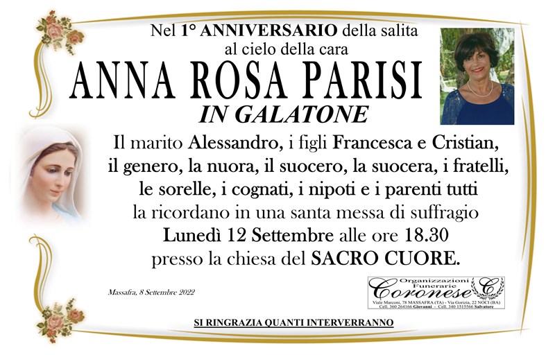 Anniversario di Anna Rosa Parisi