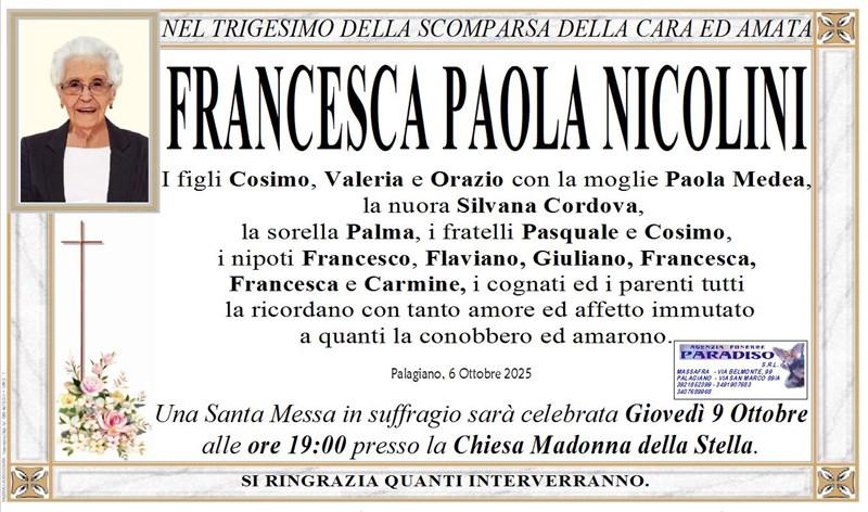 Trigesimo di Francesca Paola  Nicolini