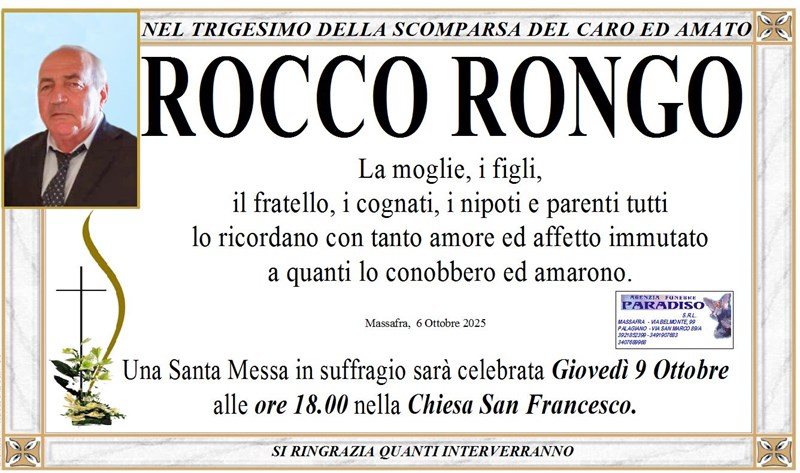 Trigesimo di ROCCO RONGO