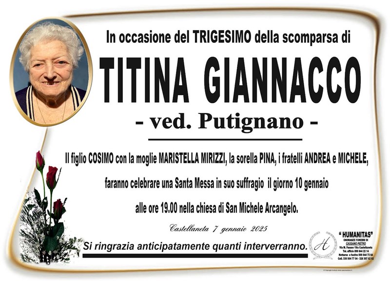 Trigesimo di Titina Giannacco