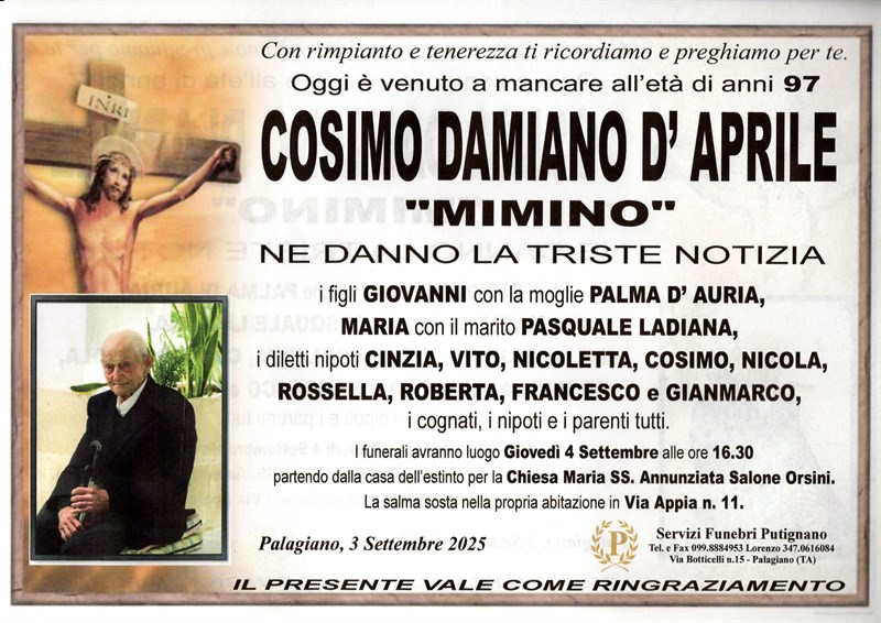 COSIMO DAMIANO  D'APRILE