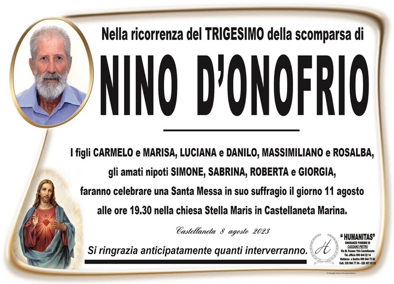 Trigesimo di Nino D'Onofrio