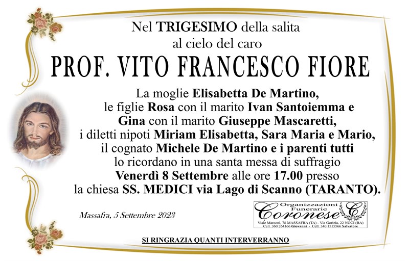 Trigesimo di Vito Francesco Fiore