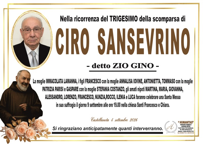 Trigesimo di Ciro Sansevrino