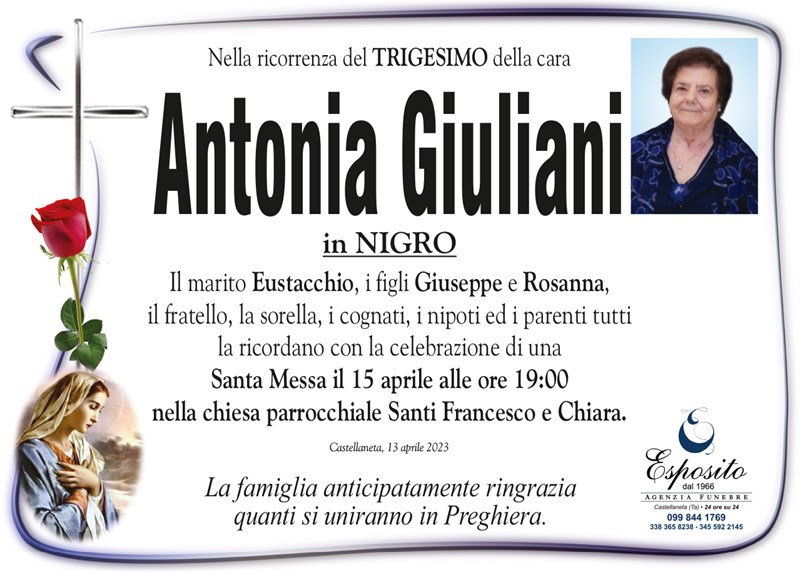 Trigesimo di Antonia Giuliani