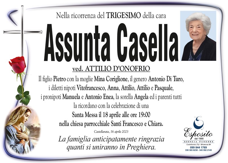 Trigesimo di Assunta Casella