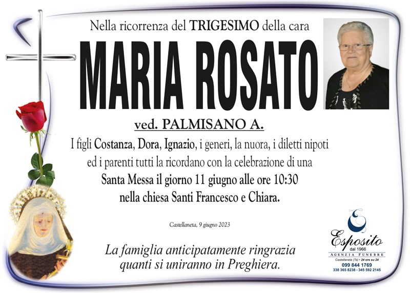 Trigesimo di Maria Rosato