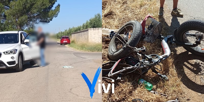 Scontro auto vs bici nella periferia di Palagiano