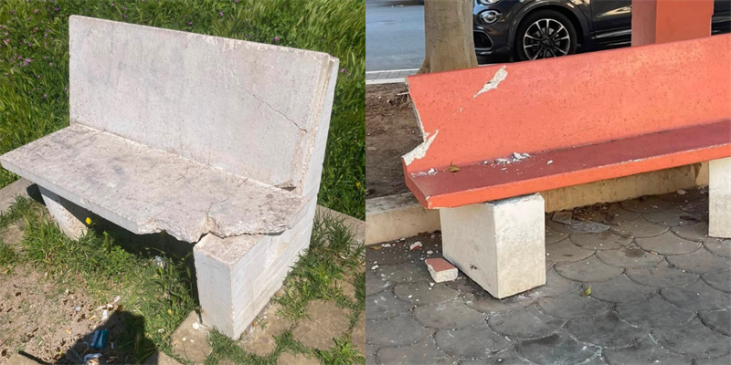 Le panchine rotte a Massafra