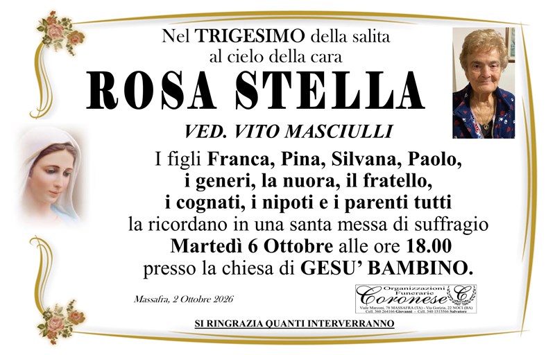 Trigesimo di ROSA STELLA