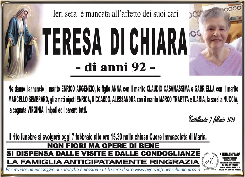 Trigesimo di Teresa Di Chiara