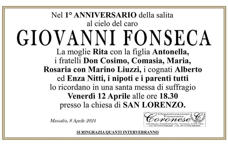 Anniversario di GIOVANNI FONSECA