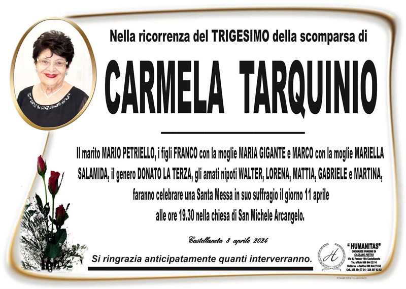 Trigesimo di Carmela Tarquinio