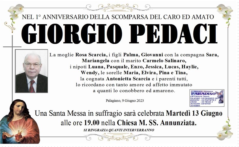 Anniversario di GIORGIO ARMANDO PEDACI