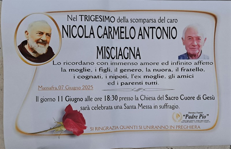 Trigesimo di Nicola Carmelo Antonio Misciagna