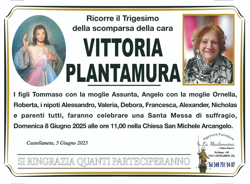 Trigesimo di Vittoria Plantamura