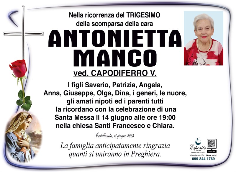 Trigesimo di Antonietta Manco