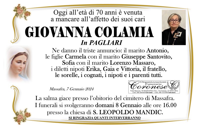 Trigesimo di Giovanna Colamia
