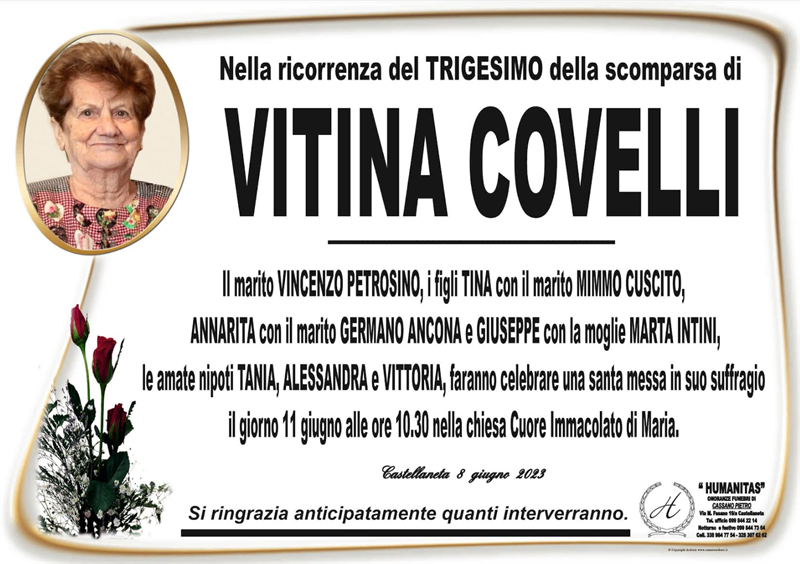 Trigesimo di Vitina Covelli