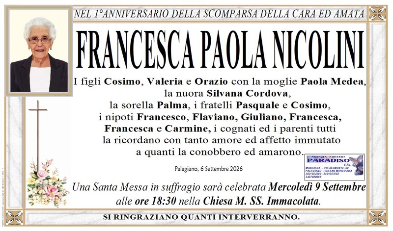 Anniversario di Francesca Paola  Nicolini