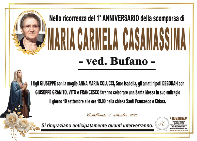 Anniversario di Maria Carmela Casamassima