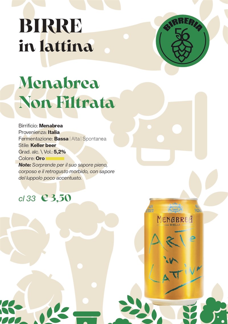 La proposta di Birreria 56