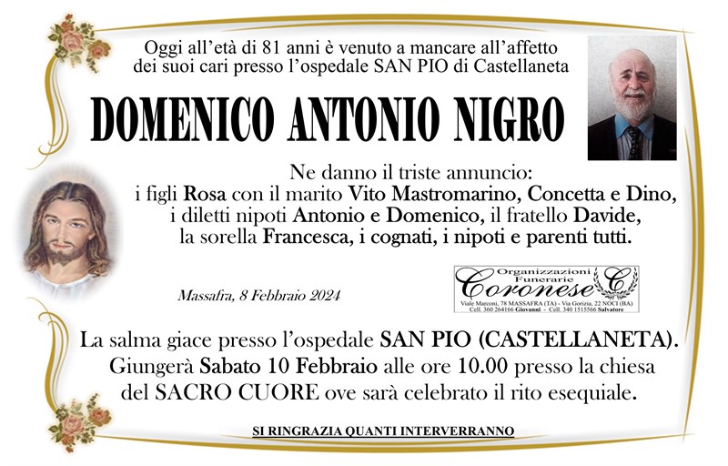 Trigesimo di Domenico Antonio Nigro