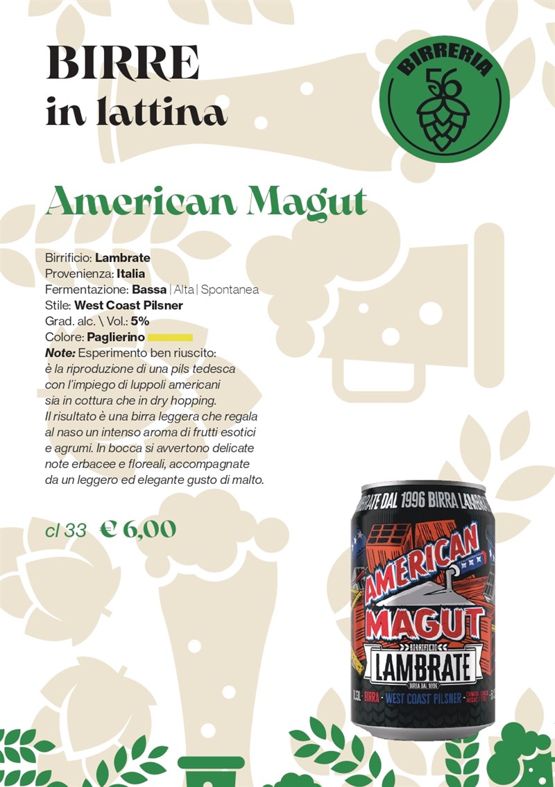 La proposta di Birreria 56