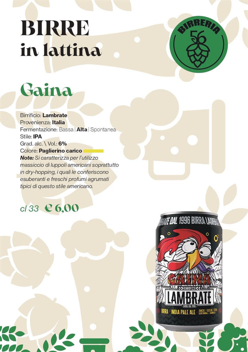 La proposta di Birreria 56