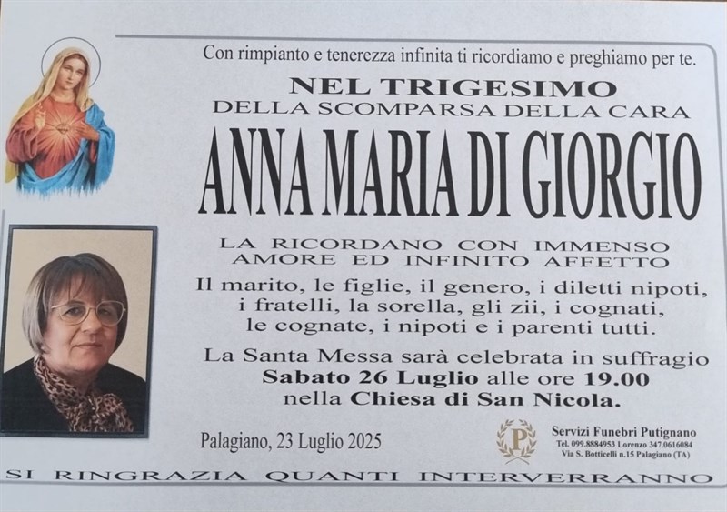 Trigesimo di Anna Maria Di Giorgio