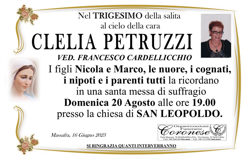 Trigesimo di Clelia Petruzzi