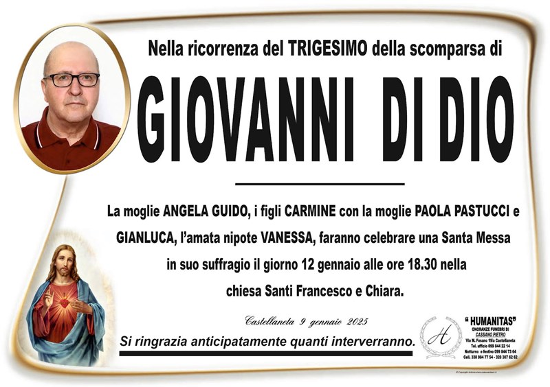 Trigesimo di Giovanni Di Dio