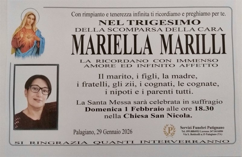 Trigesimo di MARIELLA MARILLI