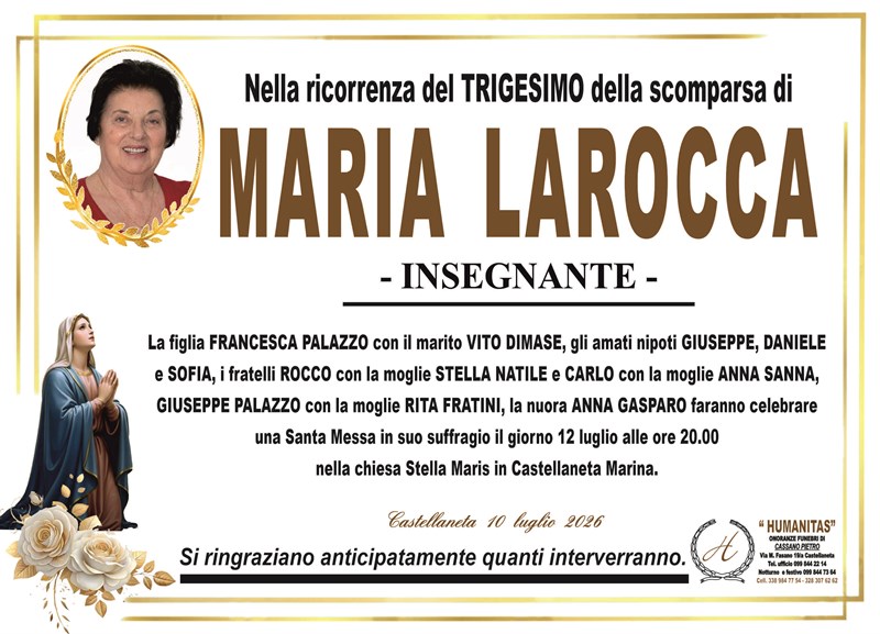 Trigesimo di Maria Larocca