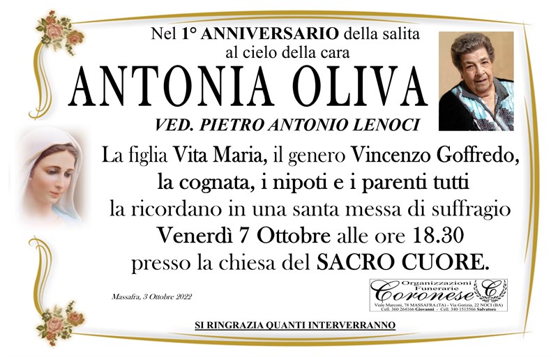 Anniversario di Antonia Oliva