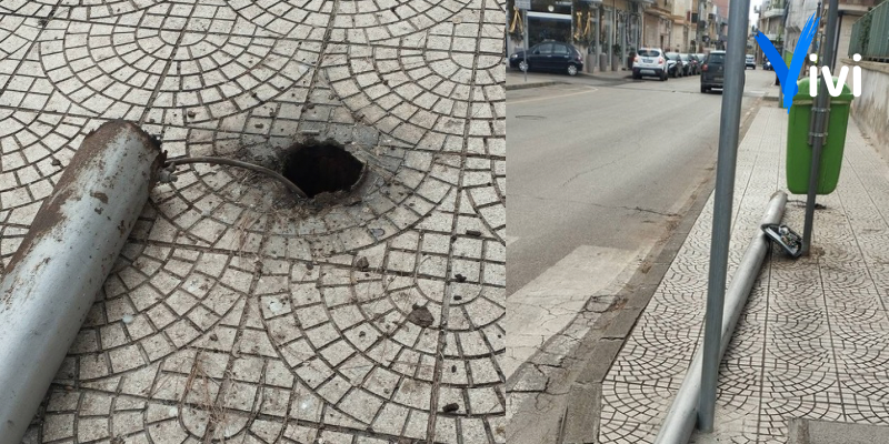 Palo della luce cade davanti ad una scuola