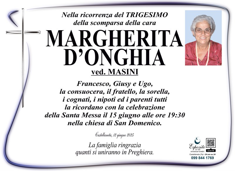 Trigesimo di Margherita D'Onghia